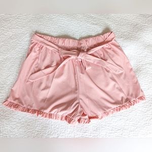 Shein Curve Light Pink Shorts Ruffles Tie Waist Sash Plus Size 3XL